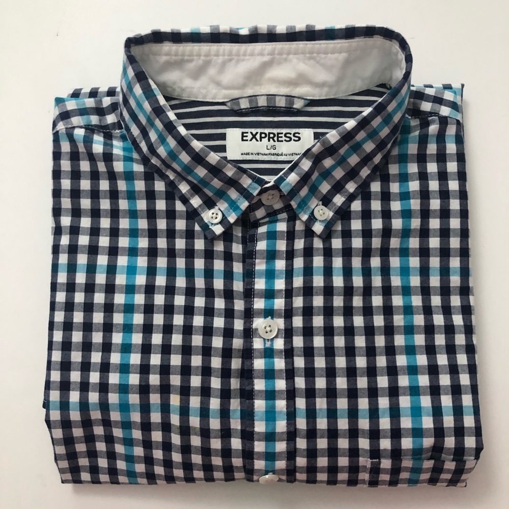 Express | Multicolor Check Button Down Shirt | L - image 4